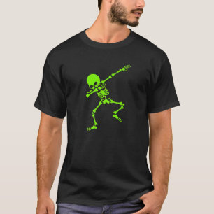 Halloween Dabbing Skeleton Bright Green T-Shirt