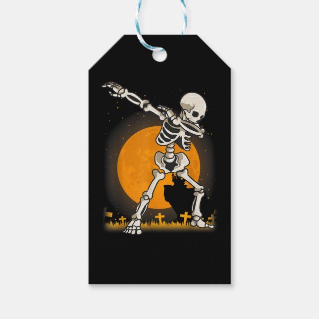 Halloween Dabbing Skeleton Costume Gift Tags (Front)