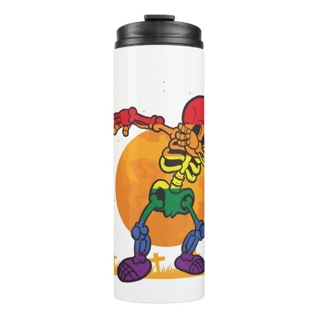 Halloween Dabbing Skeleton Costume LGBT Thermal Tumbler (Front)