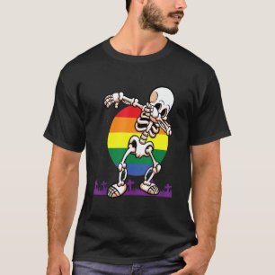 Halloween Dabbing Skeleton Lgbt Gay Pride Hallowee T-Shirt