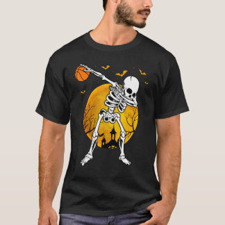 Halloween Dabbing Skeleton Pumpkin Spooky Illustra T-Shirt