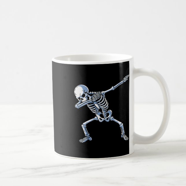 Halloween Dabbing Skeleton Skull Rib Cage Dab Danc Coffee Mug (Right)