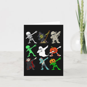 Halloween Dabbing Skeleton Witch And Monsters Boys Card