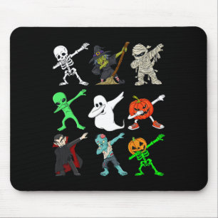 Halloween Dabbing Skeleton Witch And Monsters Boys Mouse Mat