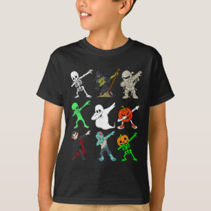 Halloween Dabbing Skeleton Witch And Monsters Boys T-Shirt