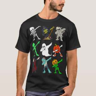 Halloween Dabbing Skeleton Witch And Monsters Boys T-Shirt