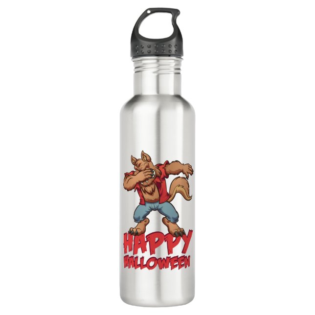 Halloween Dabbing Werwolf Halloween Costume 710 Ml Water Bottle (Front)