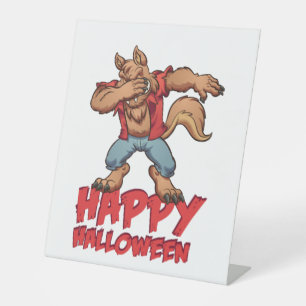 Halloween Dabbing Werwolf Halloween Costume Pedestal Sign