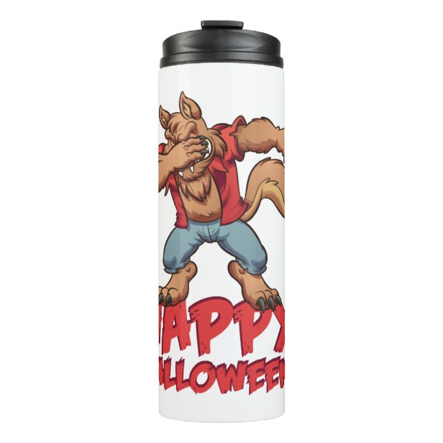 Halloween Dabbing Werwolf Halloween Costume Thermal Tumbler (Front)