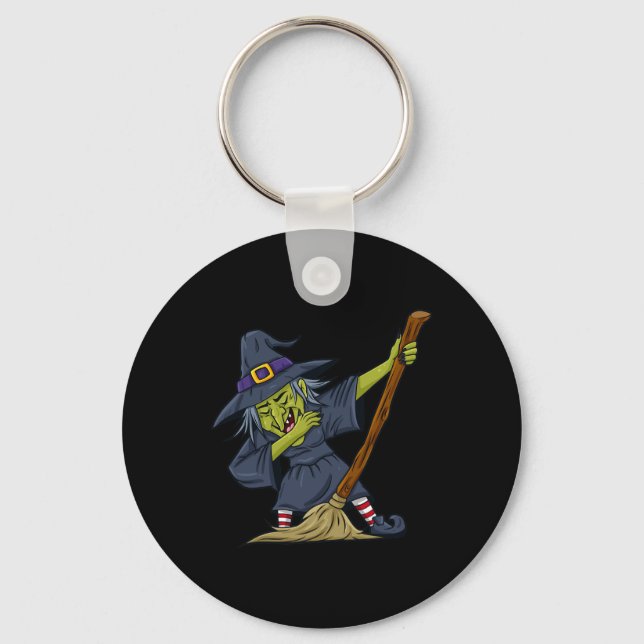Halloween Dabbing Witch Fun Boys Girls Kids Dab  Key Ring (Front)