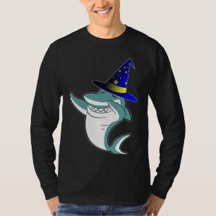 Halloween Dabbing Wizard Shark Magic Witch Hat Cos T-Shirt