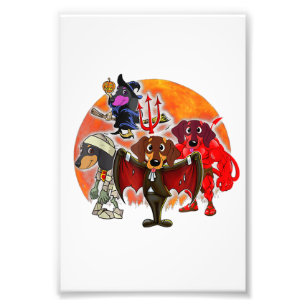 Halloween Dachshund Costume Mummy Evil Witch Pumpk Photo Print