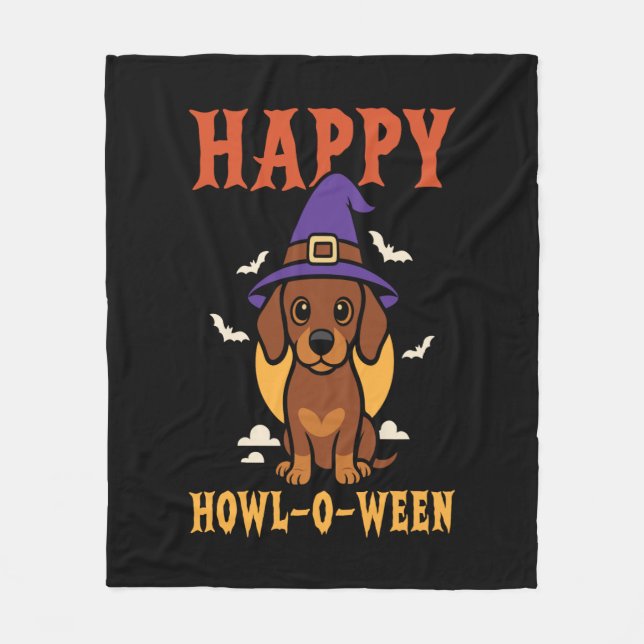 Halloween Dachshund Dog Fleece Blanket (Front)