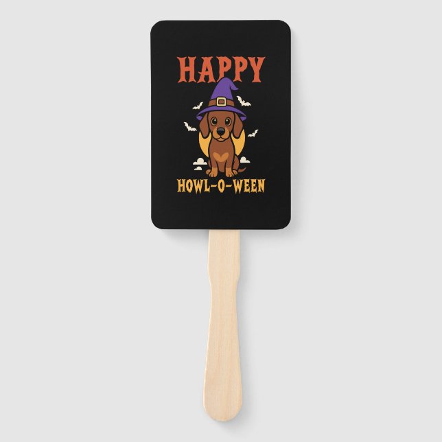 Halloween Dachshund Dog Hand Fan (Front)