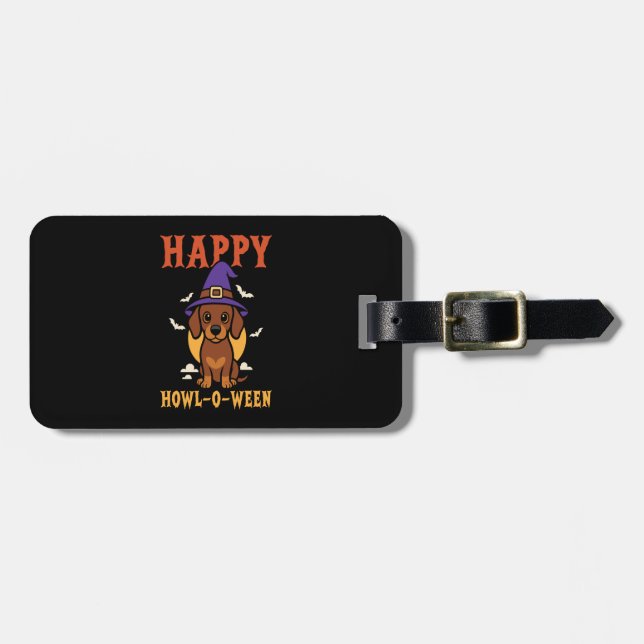 Halloween Dachshund Dog Luggage Tag (Front Horizontal)