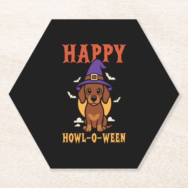 Halloween Dachshund Dog Paper Coaster (Front)