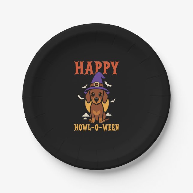 Halloween Dachshund Dog Paper Plate (Front)