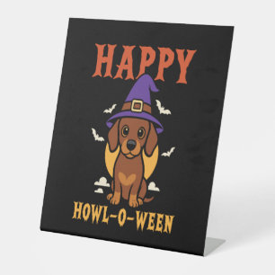 Halloween Dachshund Dog Pedestal Sign