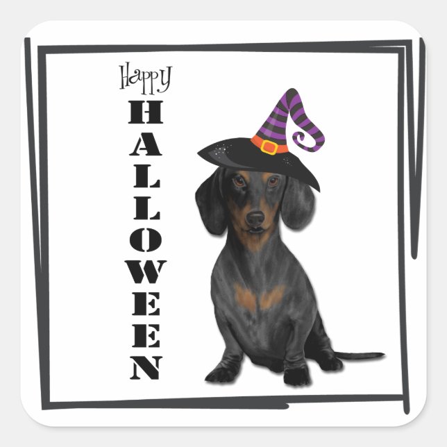 Halloween Dachshund Dog Square Sticker (Front)