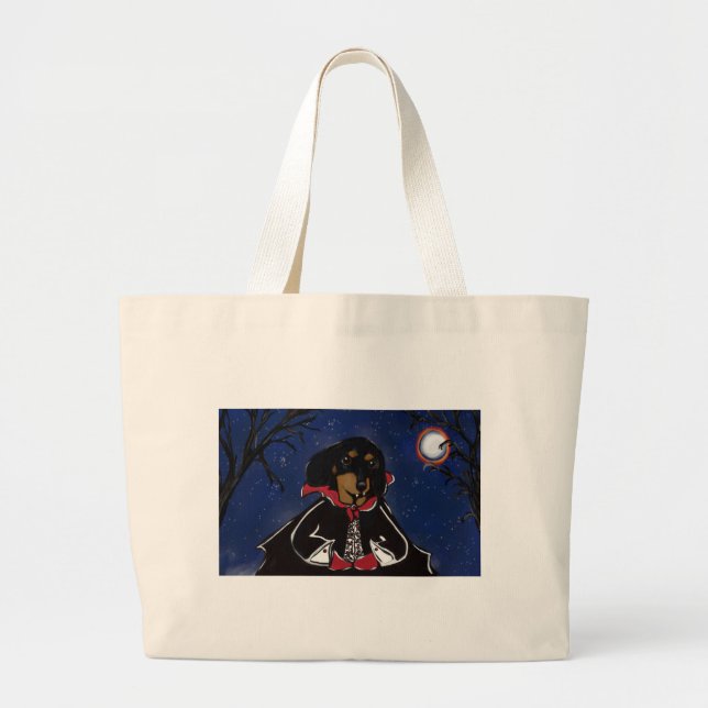 Halloween Dachshund Large Tote Bag (Front)