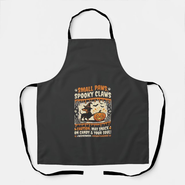 Halloween Dachshund Spooky Warning Apron (Front)