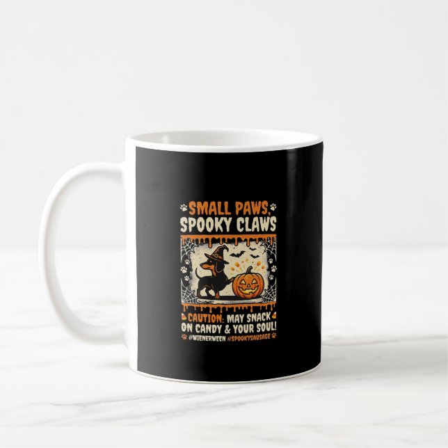 Halloween Dachshund Spooky Warning Coffee Mug (Left)