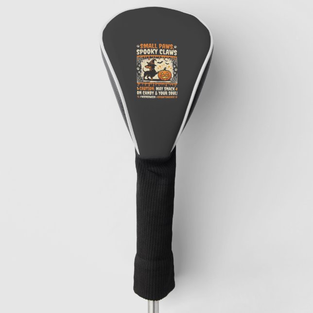 Halloween Dachshund Spooky Warning Golf Head Cover (Front)