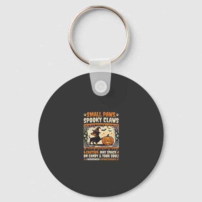 Halloween Dachshund Spooky Warning Key Ring (Front)