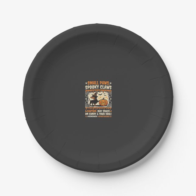 Halloween Dachshund Spooky Warning Paper Plate (Front)