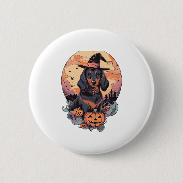 Halloween Dachshund Sticker 6 Cm Round Badge (Front)