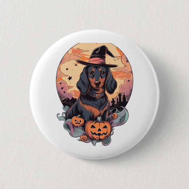 Halloween Dachshund Sticker 6 Cm Round Badge (Front)