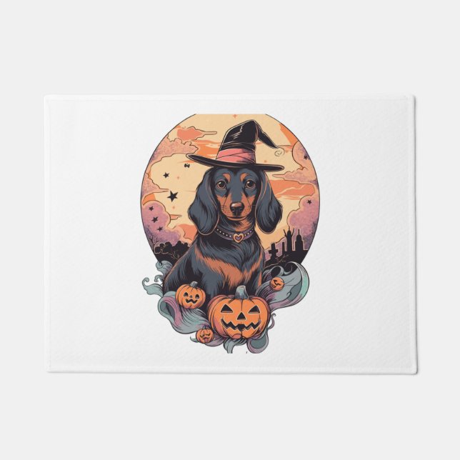 Halloween Dachshund Sticker Doormat (Front)