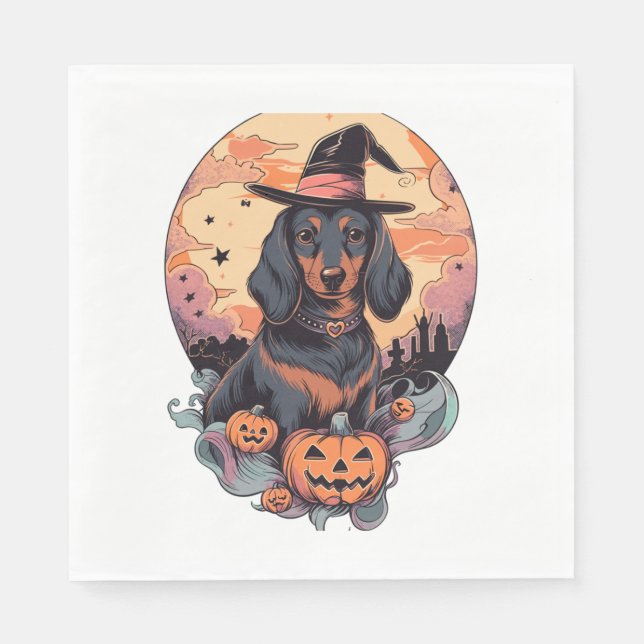Halloween Dachshund Sticker Napkin (Front)