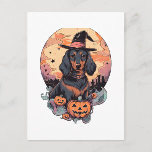 Halloween Dachshund Sticker Postcard