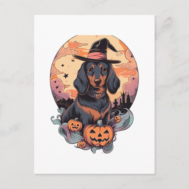 Halloween Dachshund Sticker Postcard (Front)