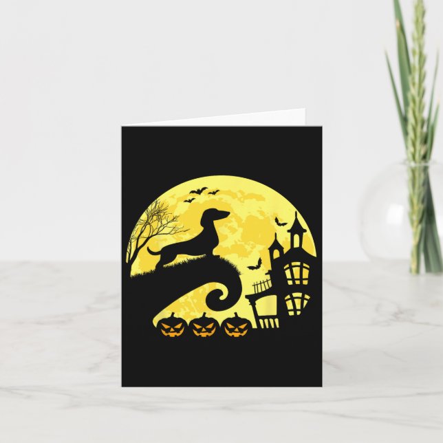 Halloween Dachshund Weenie Wiener Moonshine Sausag Card (Front)