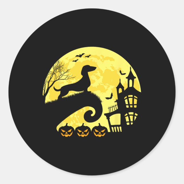 Halloween Dachshund Weenie Wiener Moonshine Sausag Classic Round Sticker (Front)