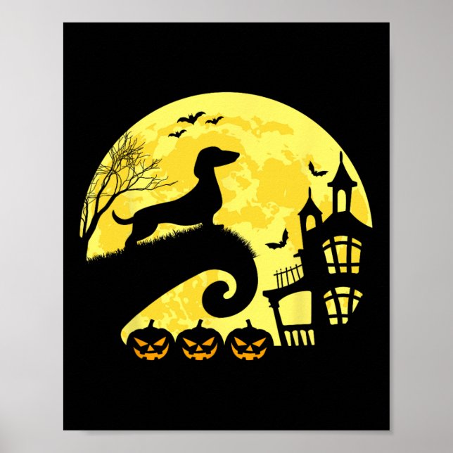 Halloween Dachshund Weenie Wiener Moonshine Sausag Poster (Front)