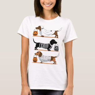 Halloween Dachshunds Cartoon Tee for Dog Lovers