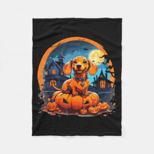 Halloween dachsund fleece blanket