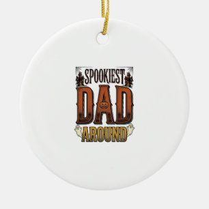 Halloween Dad Shirt Spooky Father Vintage Engravin Ceramic Tree Decoration