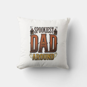 Halloween Dad Shirt Spooky Father Vintage Engravin Cushion