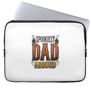 Halloween Dad Shirt Spooky Father Vintage Engravin Laptop Sleeve