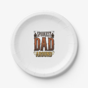 Halloween Dad Shirt Spooky Father Vintage Engravin Paper Plate