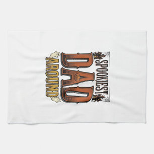 Halloween Dad Shirt Spooky Father Vintage Engravin Tea Towel