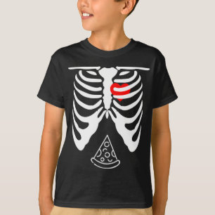 Halloween Dad Skeleton Pizza Belly Funny Pregnancy T-Shirt