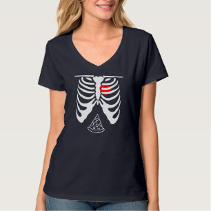 Halloween Dad Skeleton Pizza Belly Funny Pregnancy T-Shirt