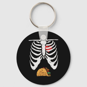 Halloween Dad Skeleton Taco Belly Fun Pregnancy Co Key Ring