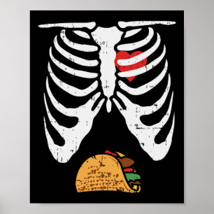 Halloween Dad Skeleton Taco Belly Fun Pregnancy Co Poster