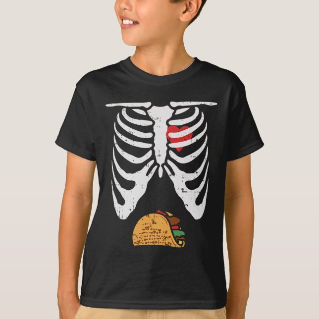Halloween Dad Skeleton Taco Belly Fun Pregnancy Co T-Shirt (Front)